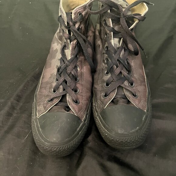 Converse Chuck Taylor All Star High Top Black Camo Mens 12 Preowned Canvas Shoes - Picture 2 of 4
